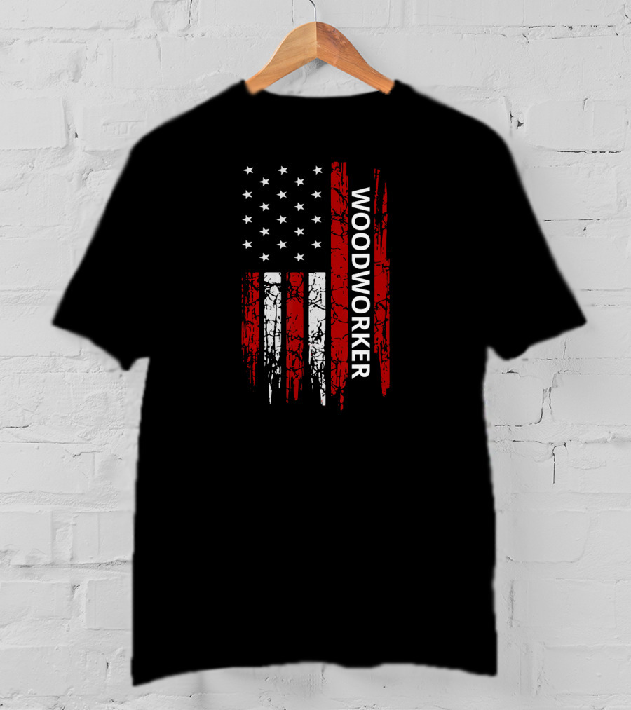 Woodworker USA Flag Patriotic American T-Shirt