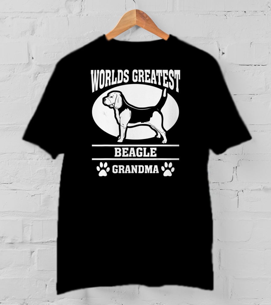 Worlds Greatest Beagle Grandma Dog Pawprints T-Shirt