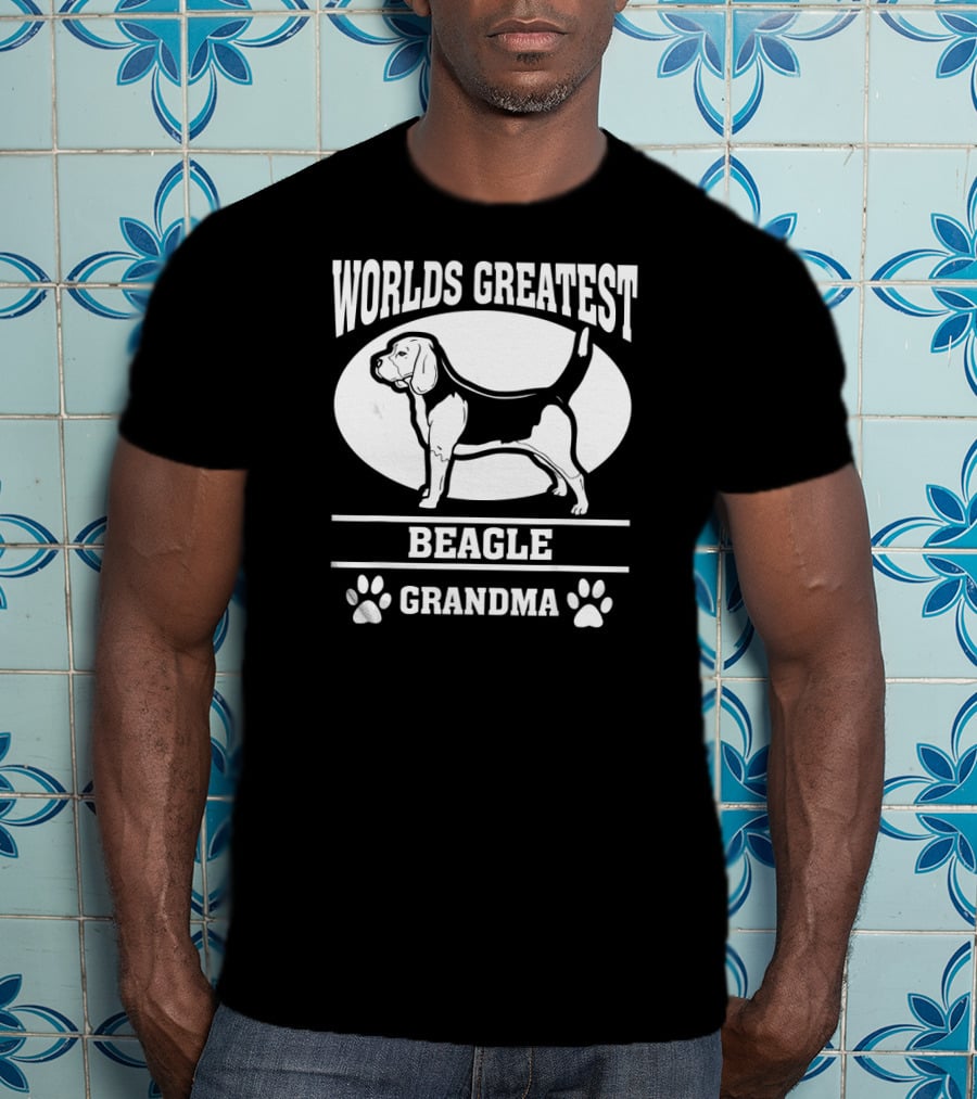 Worlds Greatest Beagle Grandma Dog Pawprints T-Shirt
