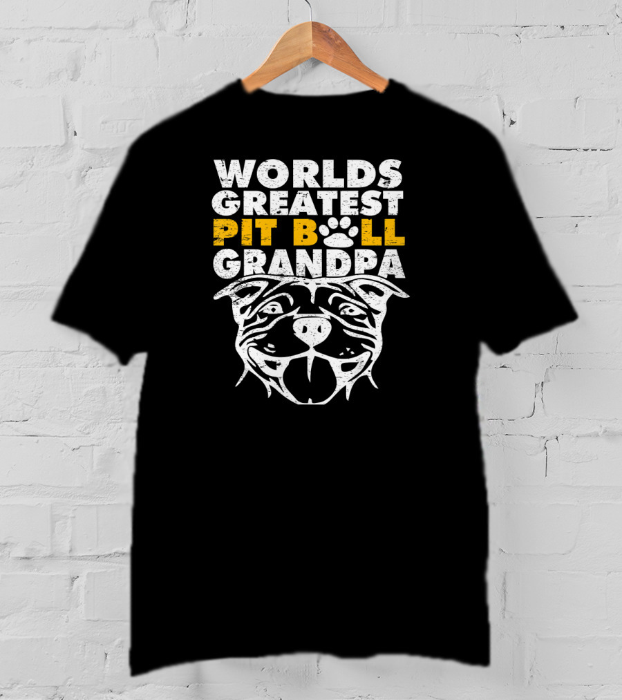 Worlds Greatest Pit Bull Grandpa Dog Love T-Shirt