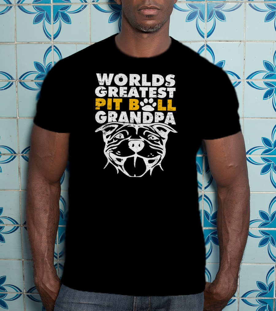 Worlds Greatest Pit Bull Grandpa Dog Love T-Shirt