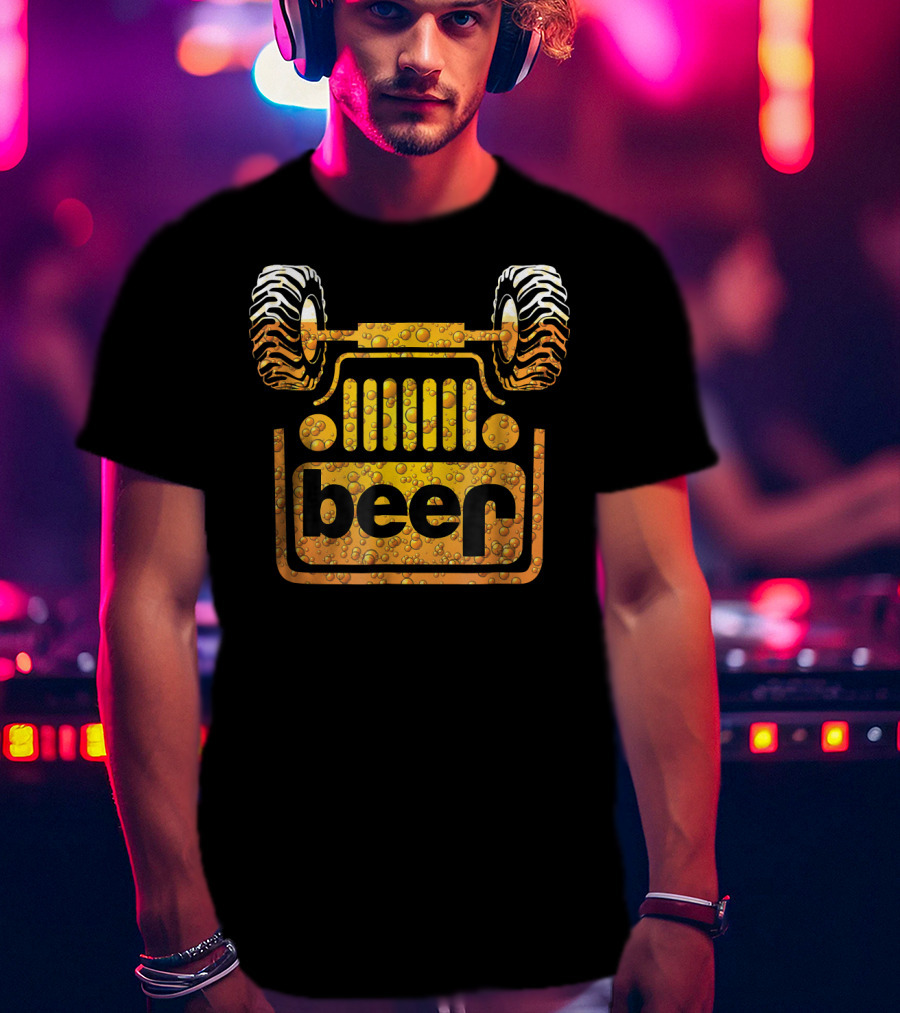 Wrecked Jeep Beer Bubbles And Tires T-Shirt