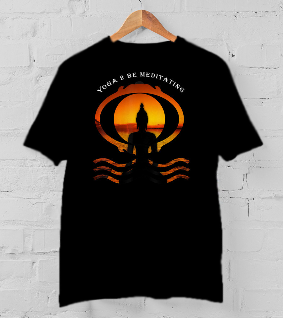 Meditating Yoga Silhouette At Sunset Spiritual Reflection T-Shirt