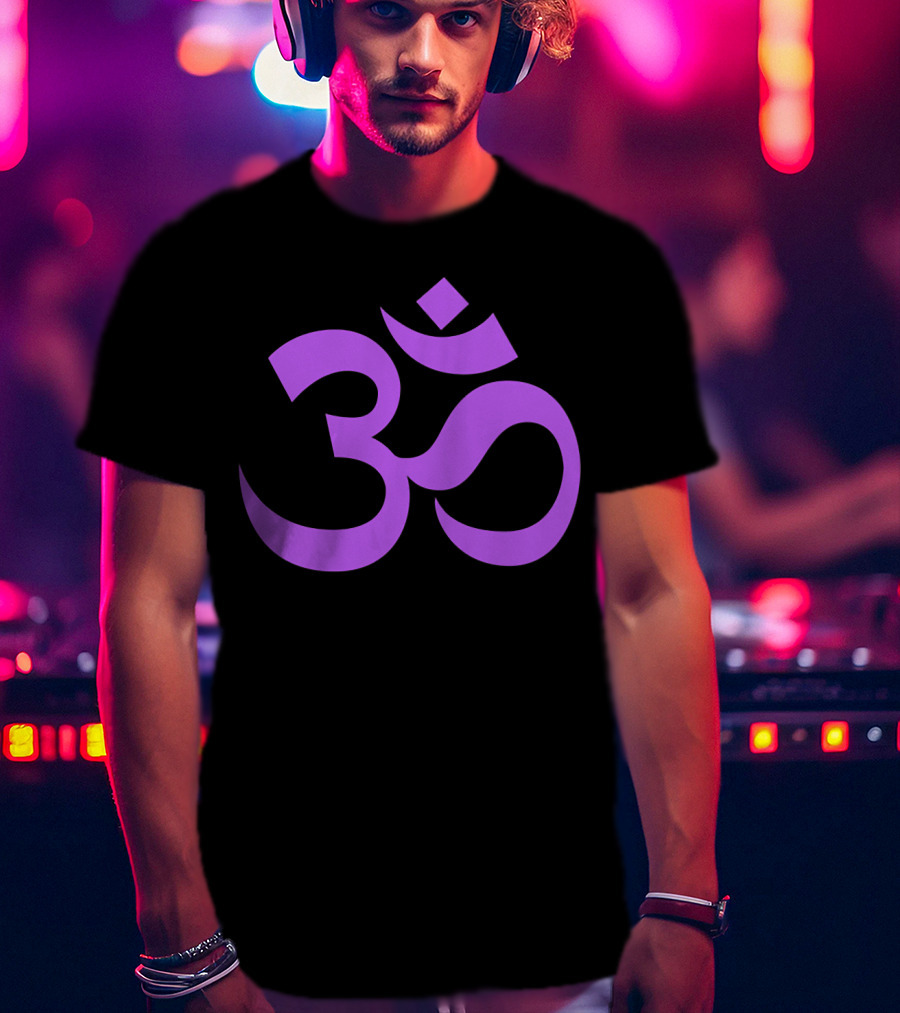 Yoga Aum OM Spiritual Symbol In Purple T-Shirt