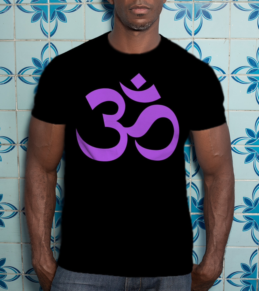 Yoga Aum OM Spiritual Symbol In Purple T-Shirt