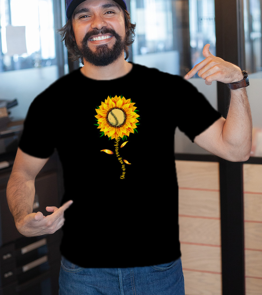 You Are My Sunshine Sunflower Baseball Ball Player T-Shirt