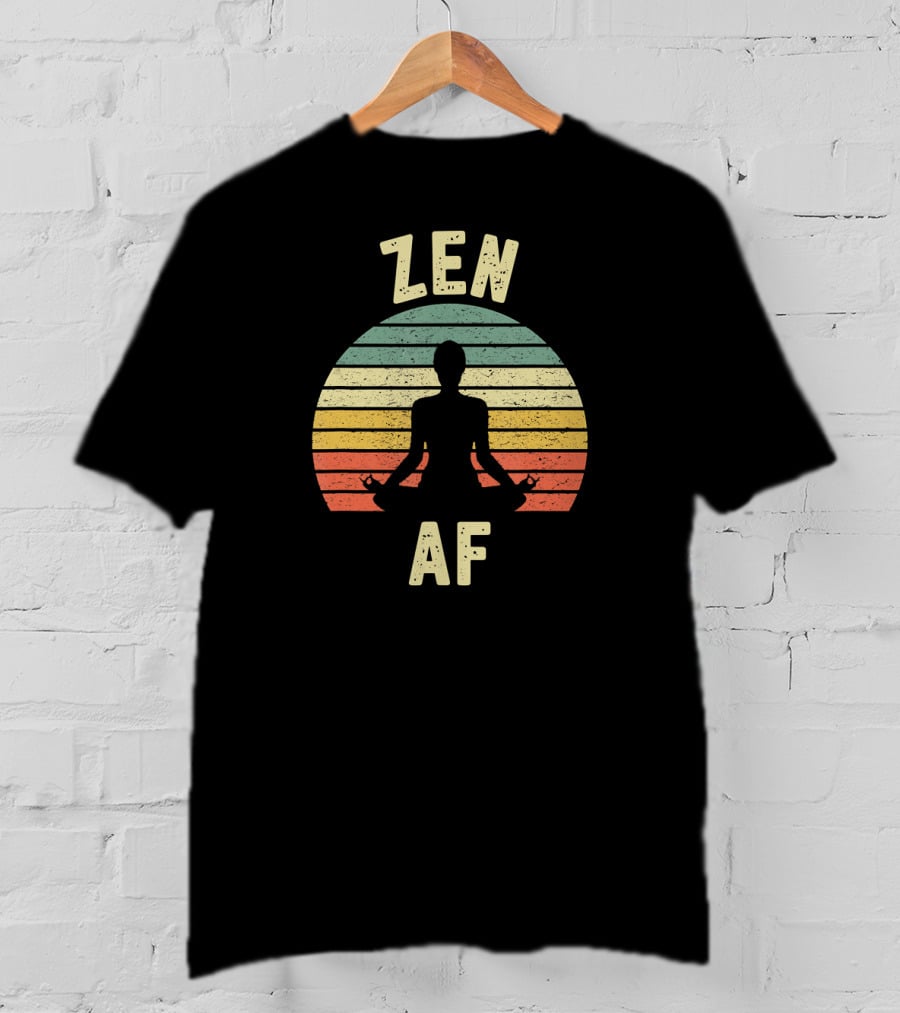 ZEN AF Yoga Retro Sunset Meditation T-Shirt
