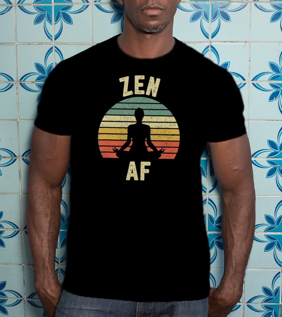 ZEN AF Yoga Retro Sunset Meditation T-Shirt