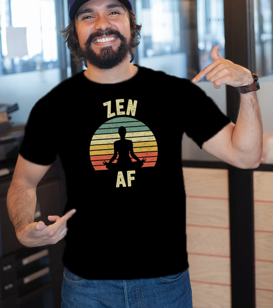 ZEN AF Yoga Retro Sunset Meditation T-Shirt