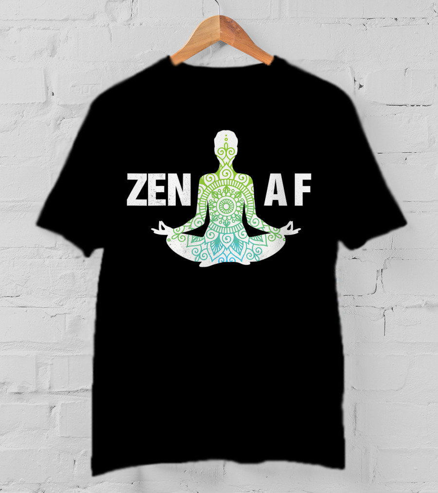 Zen AF Yoga Namaste Mandala Hippi Sitting Pose T-Shirt