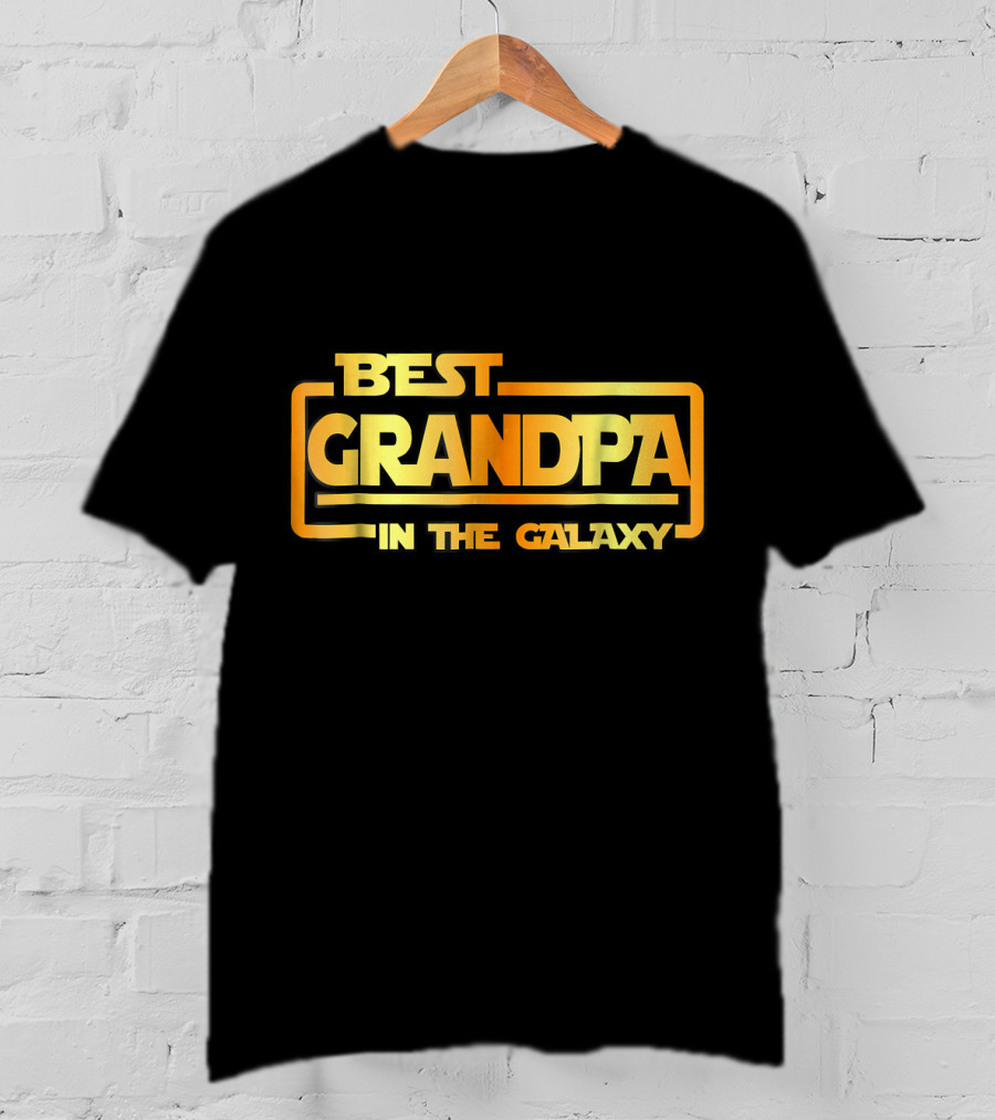 Best Grandpa In The Galaxy Bold Space Themed Text T-Shirt