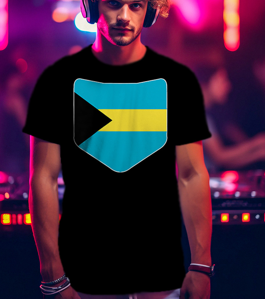 The Bahamas Flag Pocket Design With Bahami Branding T-Shirt