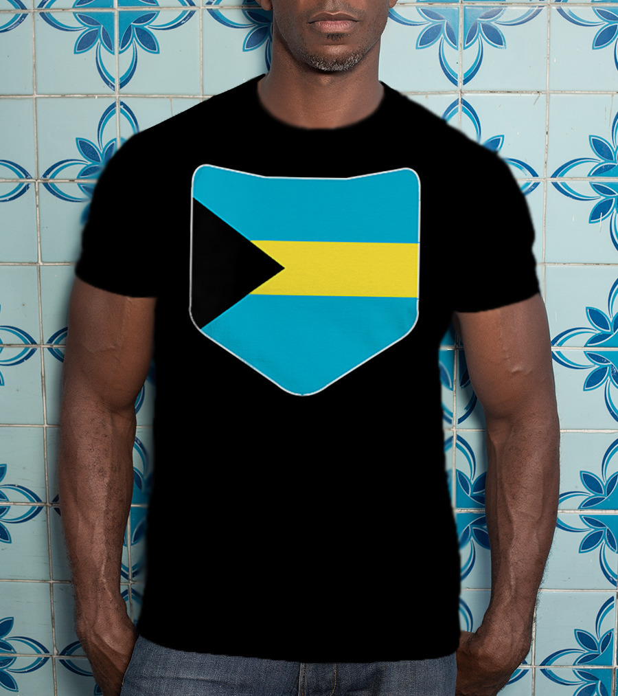 The Bahamas Flag Pocket Design With Bahami Branding T-Shirt
