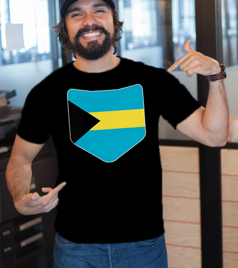 The Bahamas Flag Pocket Design With Bahami Branding T-Shirt