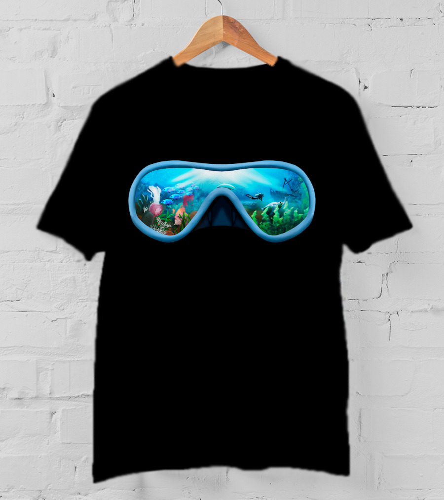 Scuba Diving Mask Underwater Adventure Coral Reef With Diver T-Shirt