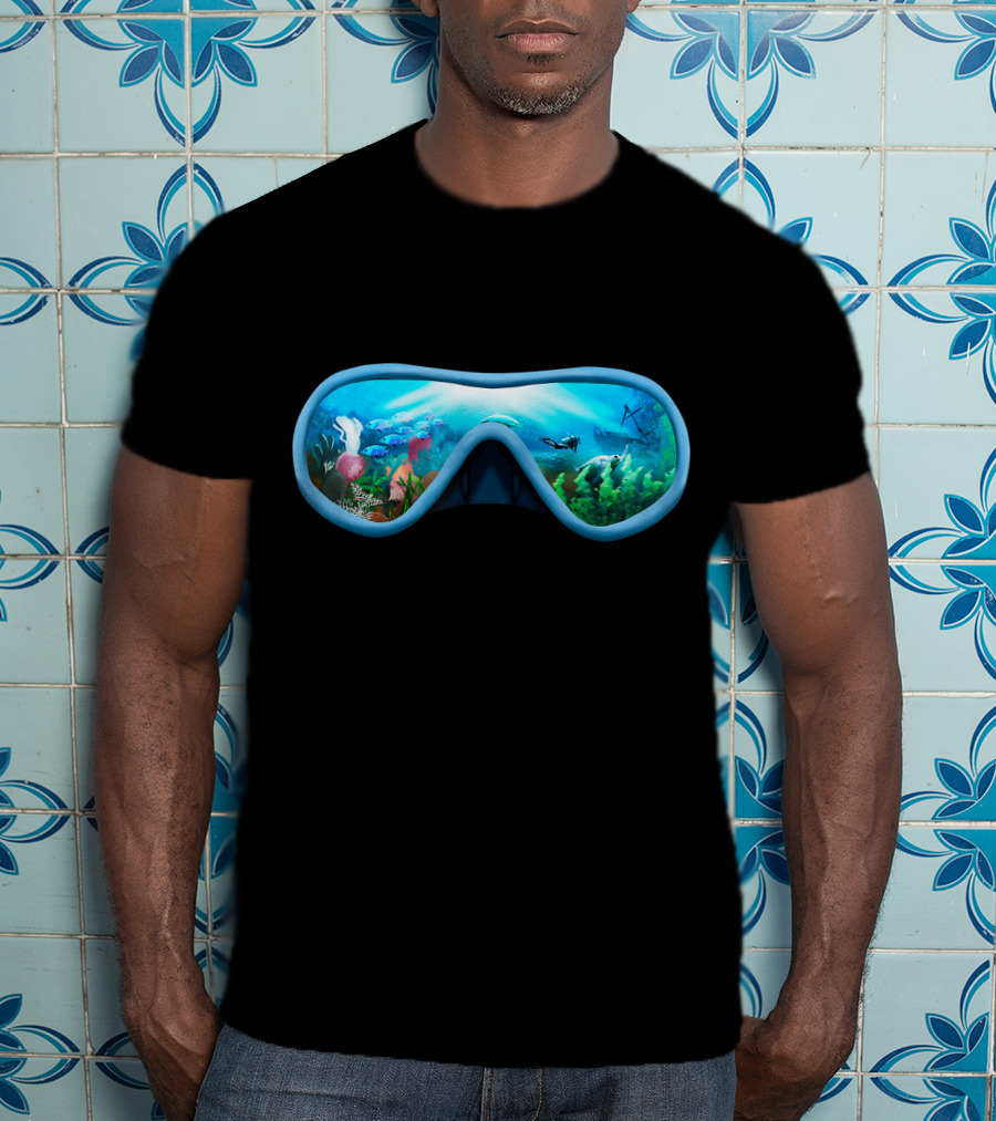 Scuba Diving Mask Underwater Adventure Coral Reef With Diver T-Shirt