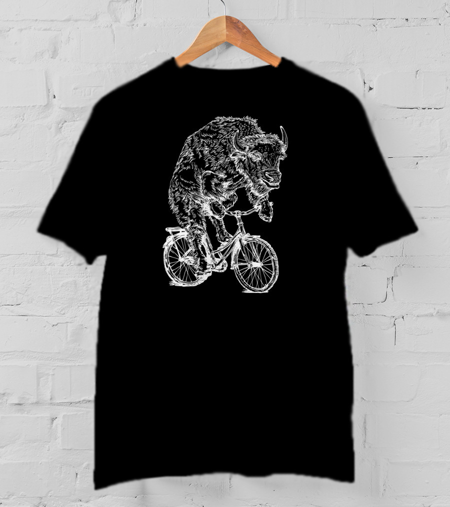 SEEMBO Bison Riding Bicycle Cyclist T-Shirt