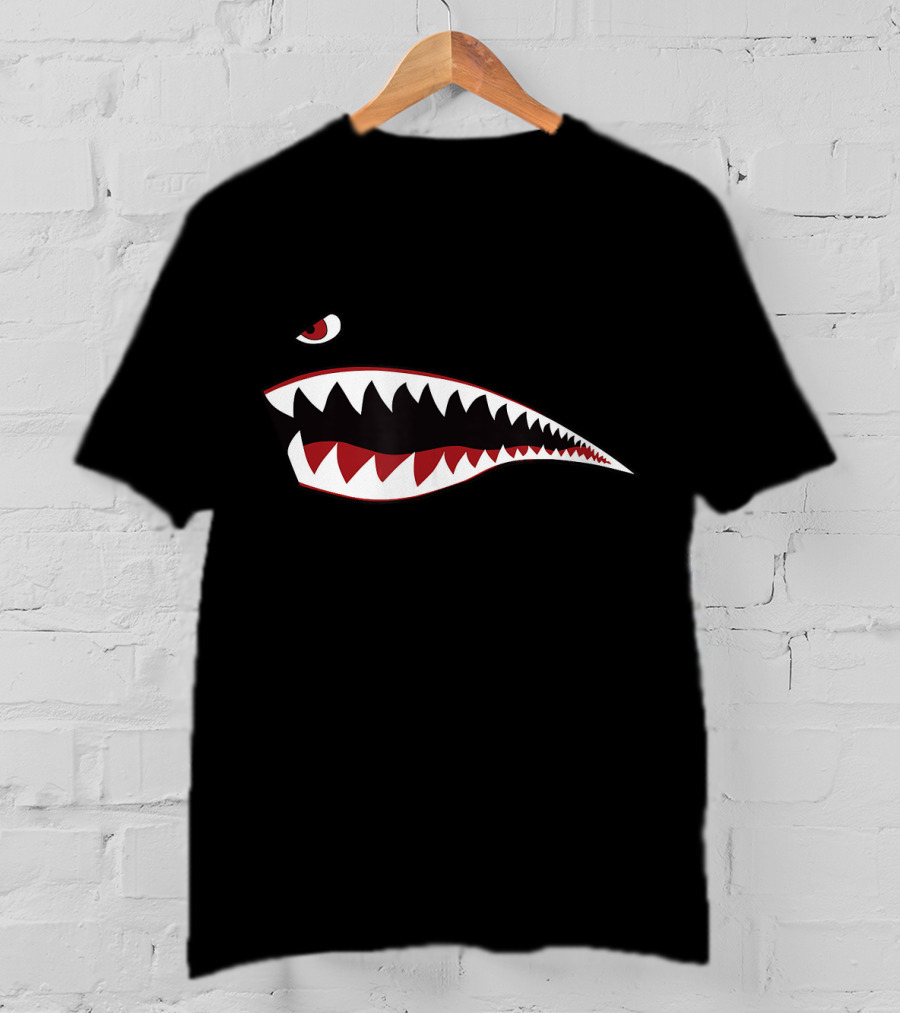 Shark Nose Art WWII Green Military Airplane Iconic T-Shirt