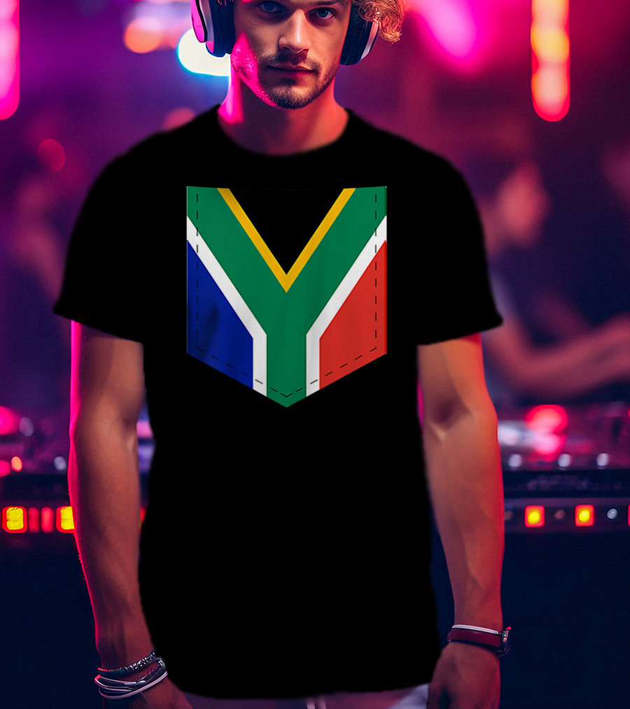 South Africa Flag Pocket Style With Printed Sout T-Shirt