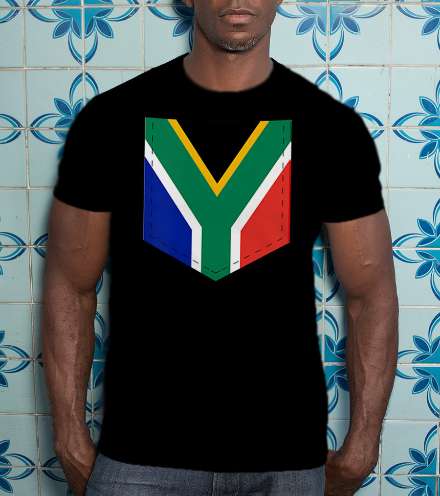 South Africa Flag Pocket Style With Printed Sout T-Shirt