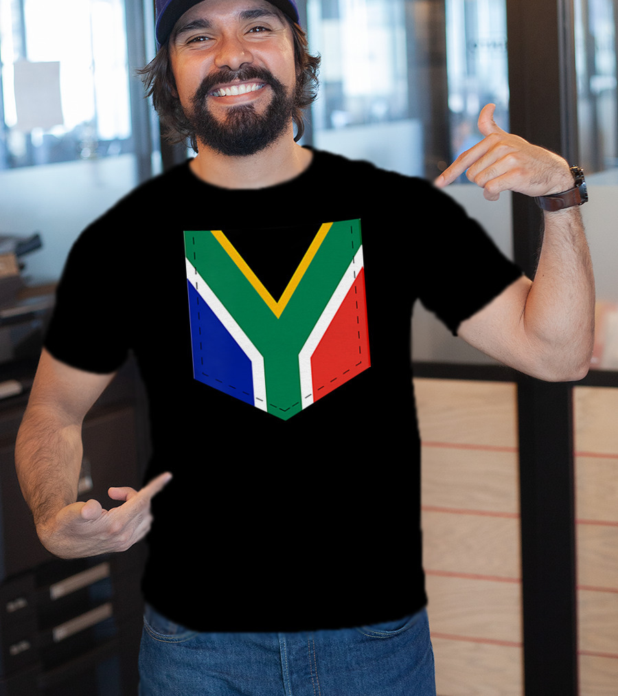 South Africa Flag Pocket Style With Printed Sout T-Shirt