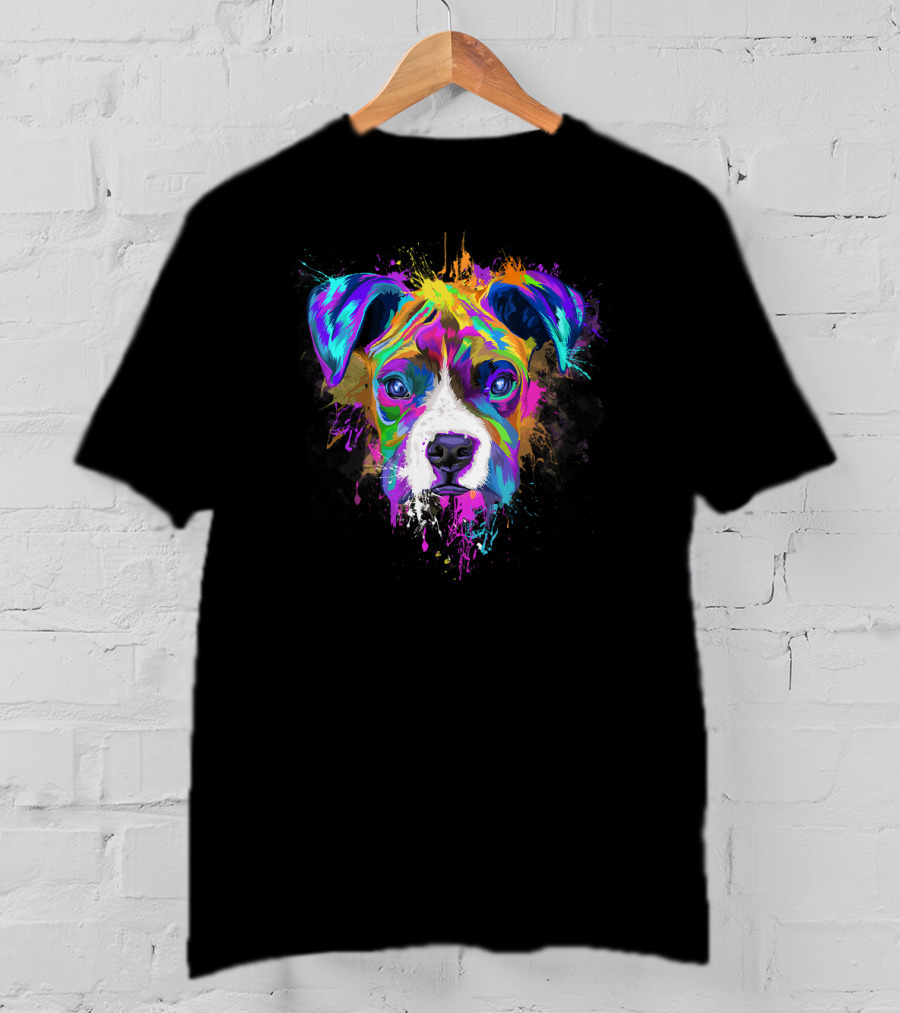 Colorful Splash Boxer Dog Pup Lover T-Shirt