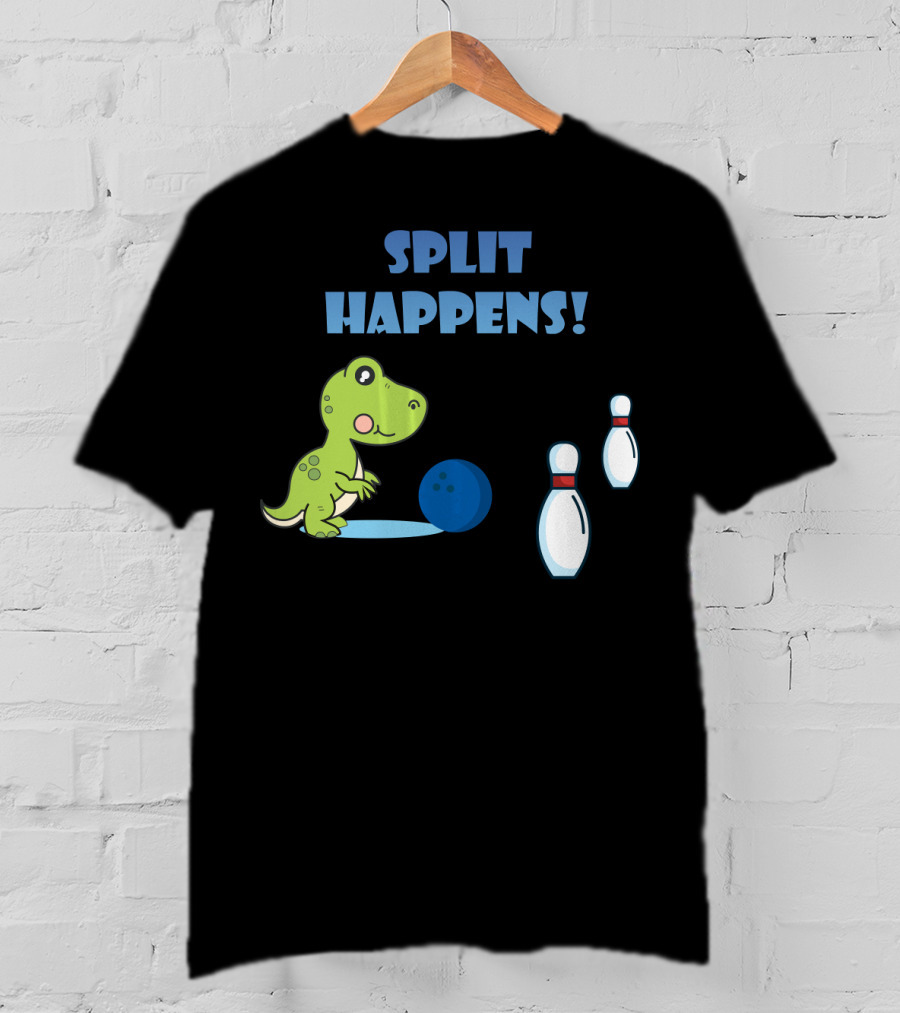 Split Happens Dino T-Rex Bowlingpin Fun T-Shirt