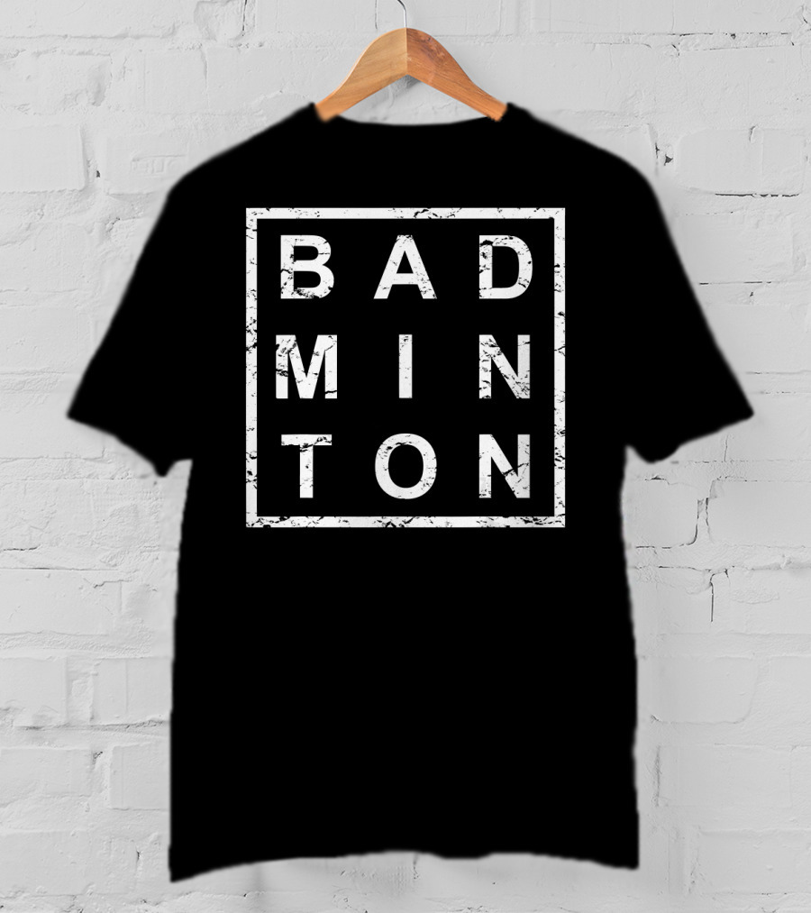 Badminton Square Grunge Text T-Shirt