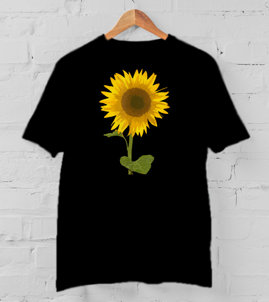 Sunflower Black Background Image T-Shirt