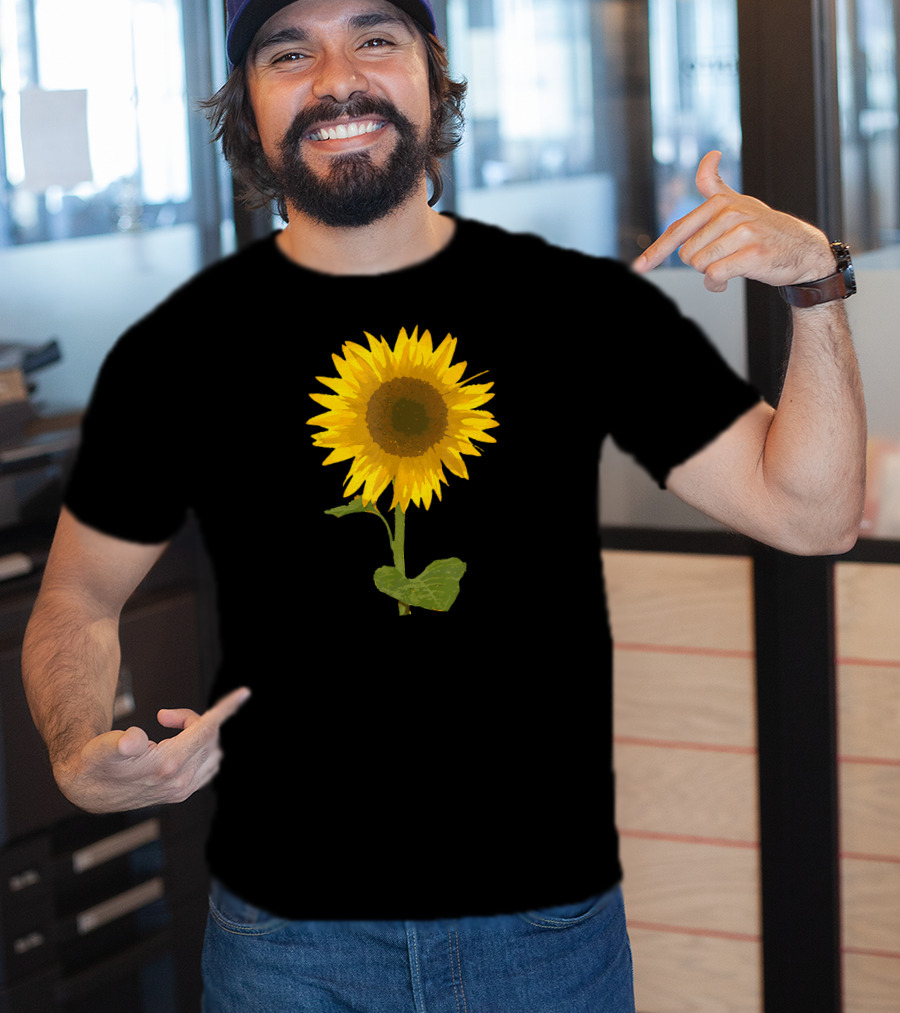 Sunflower Black Background Image T-Shirt