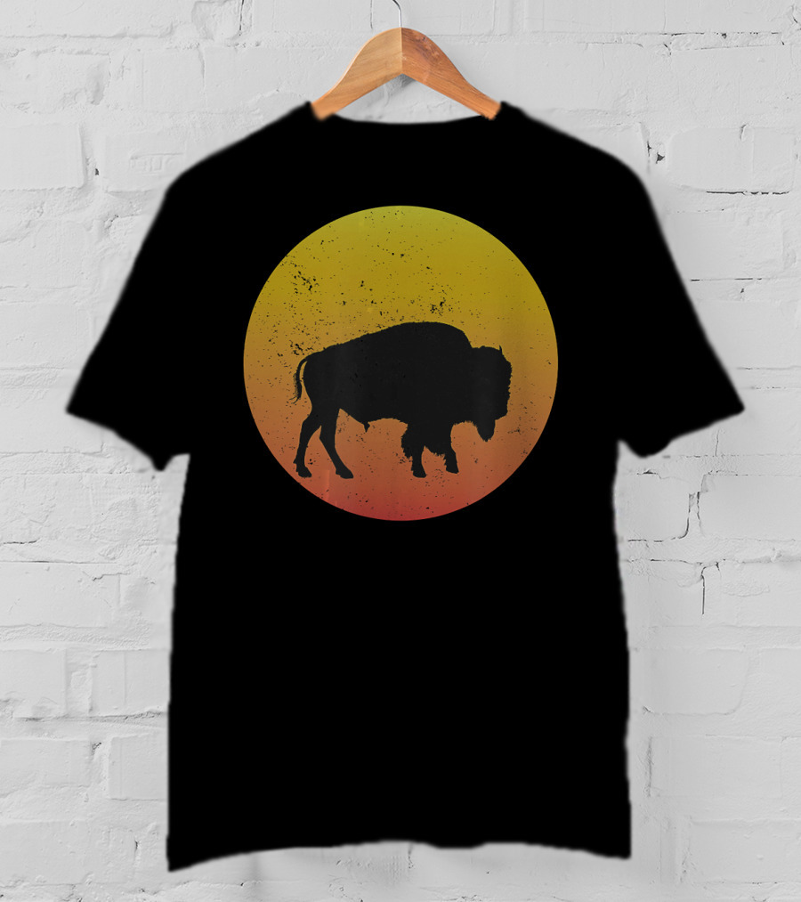 Sunset Plains Bison Vintage Circle T-Shirt