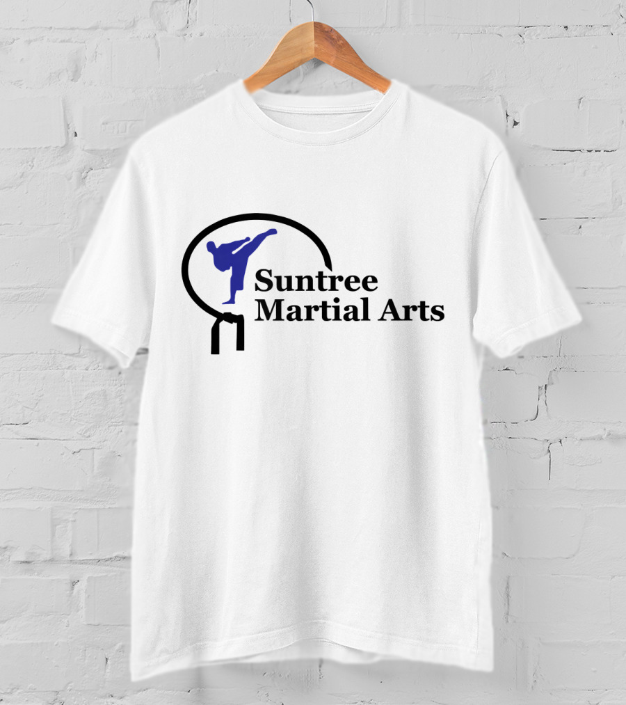 Suntree Martial Arts Logo With Blue Kicking T-Shirt