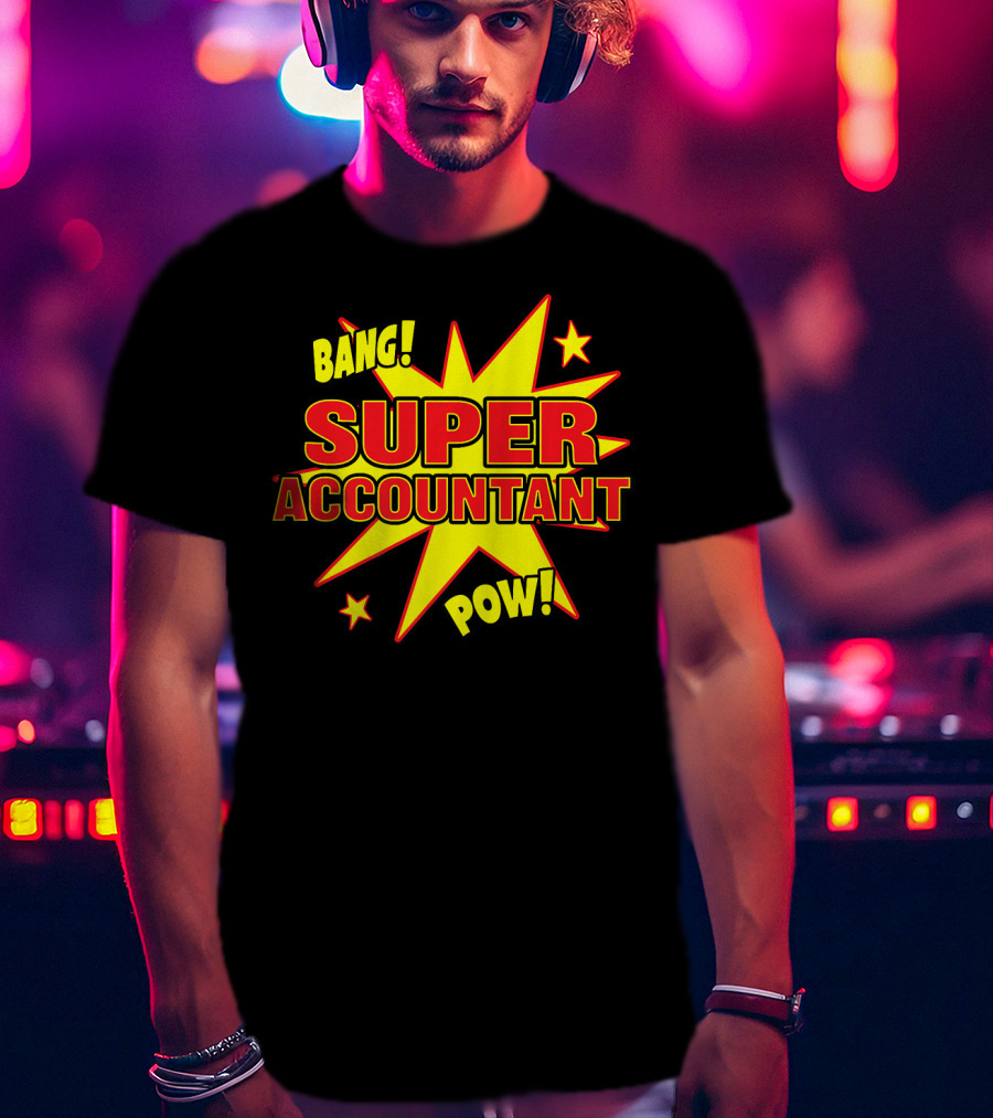 Bang Pow Super Accountant Comic Style Explosion T-Shirt