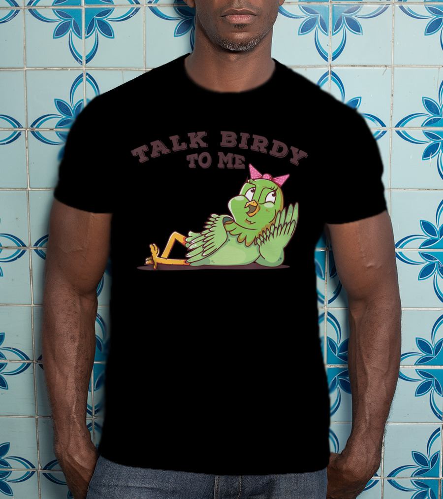 Talk Birdy To Me Funny Parrot Bird Relaxing With Bow T-Shirt