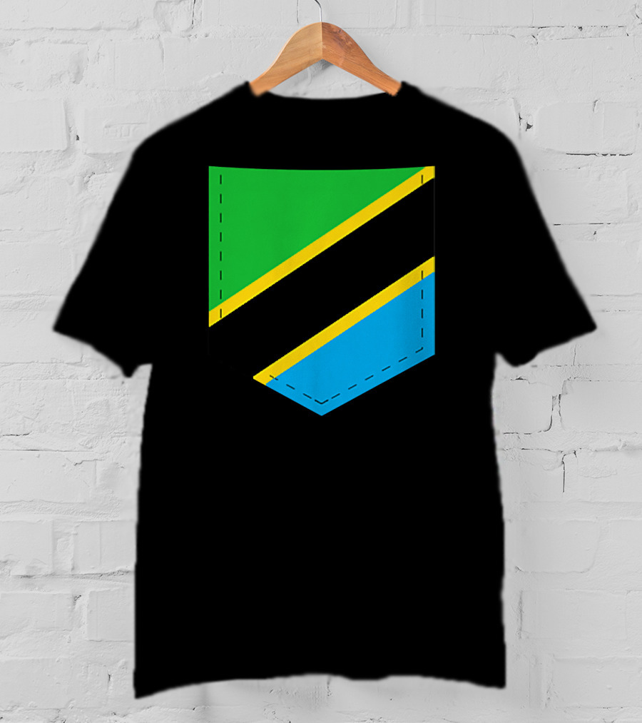 Tanzania Flag With Printed Tanzani Pocket T-Shirt