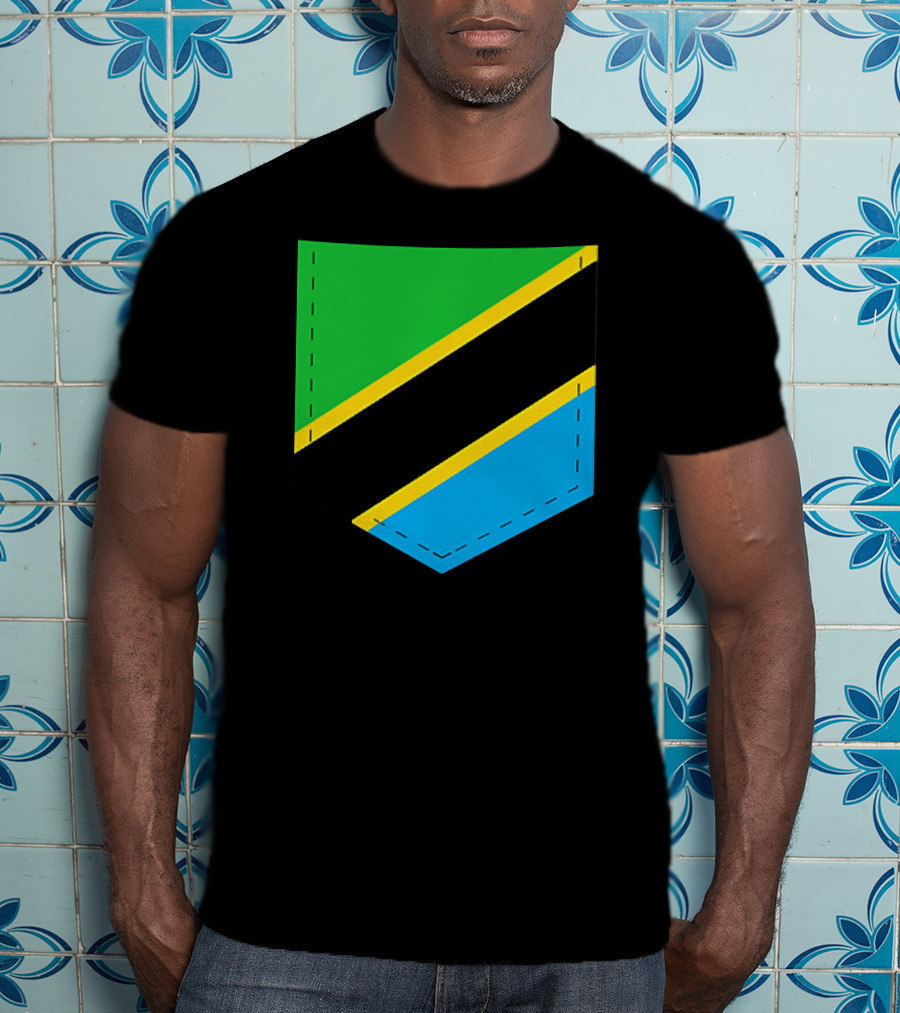 Tanzania Flag With Printed Tanzani Pocket T-Shirt