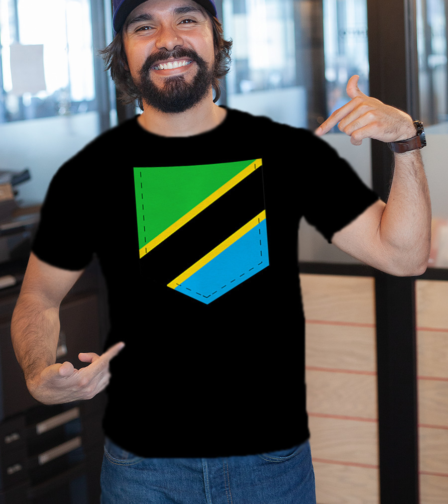 Tanzania Flag With Printed Tanzani Pocket T-Shirt