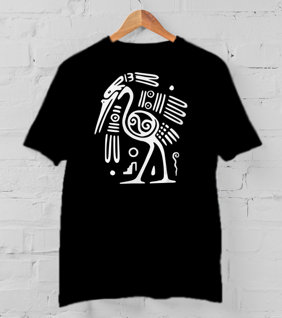 Ibis Ornithology White Line Drawing Ancient Symbolic T-Shirt