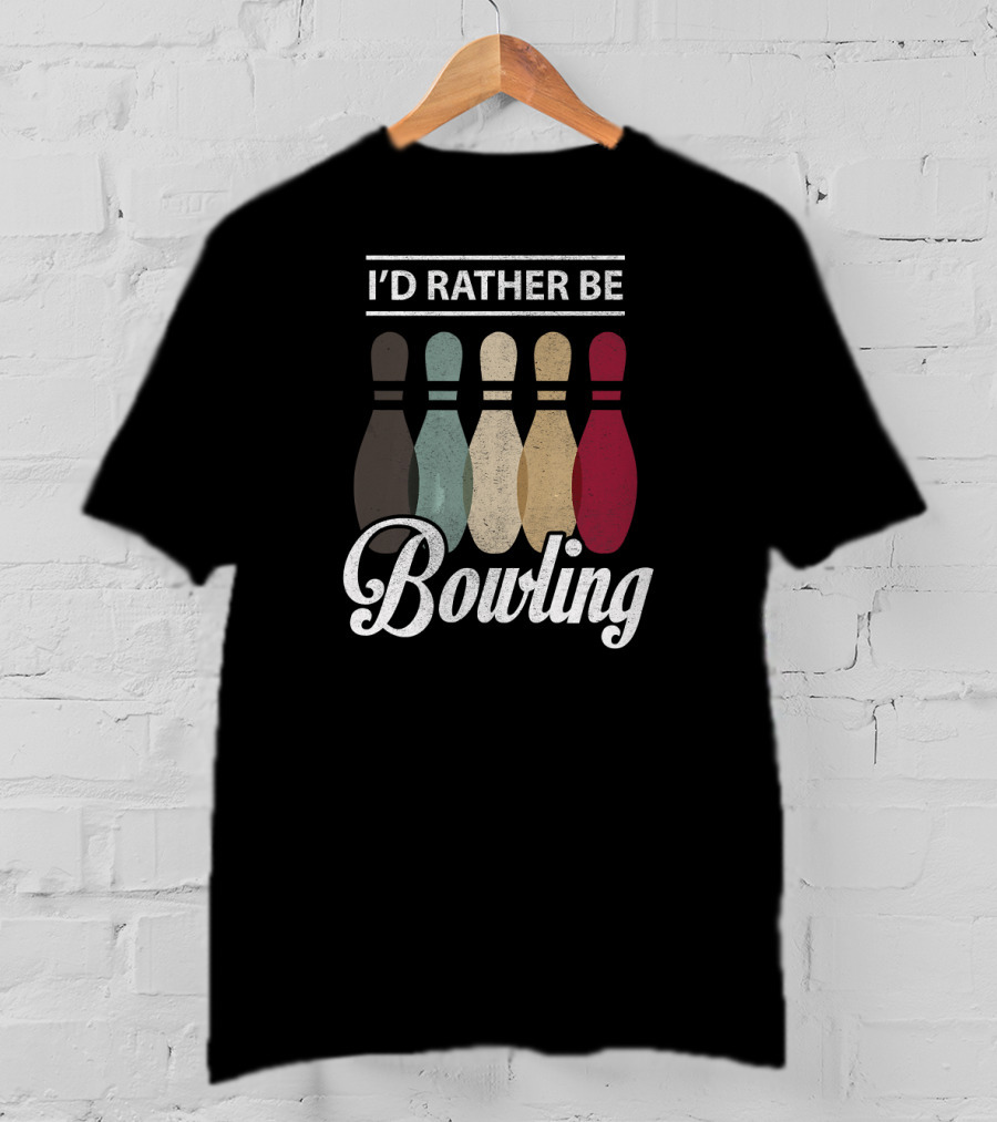 I’d Rather Be Bowling Vintage Bowling Pins T-Shirt