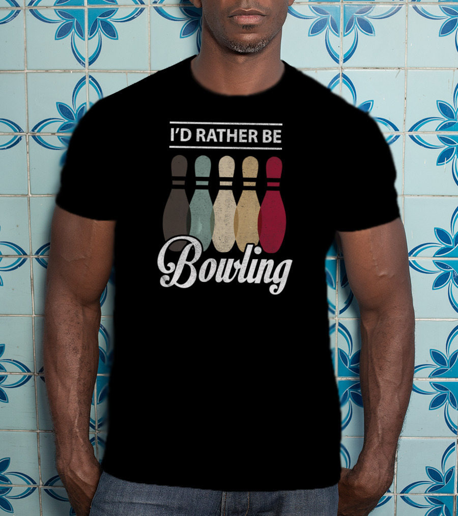I’d Rather Be Bowling Vintage Bowling Pins T-Shirt