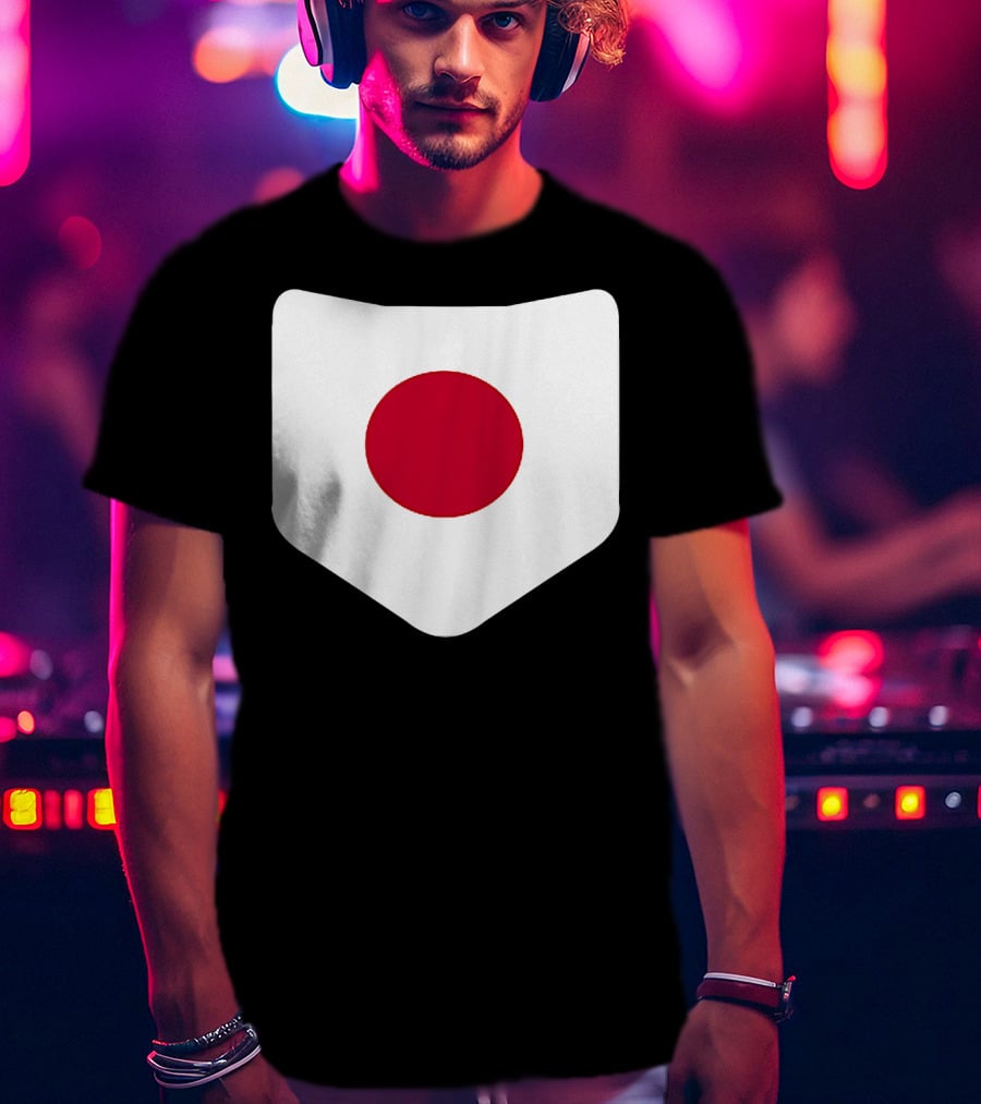 Japan Symbol Emblem With Printed Japanese Flag T-Shirt