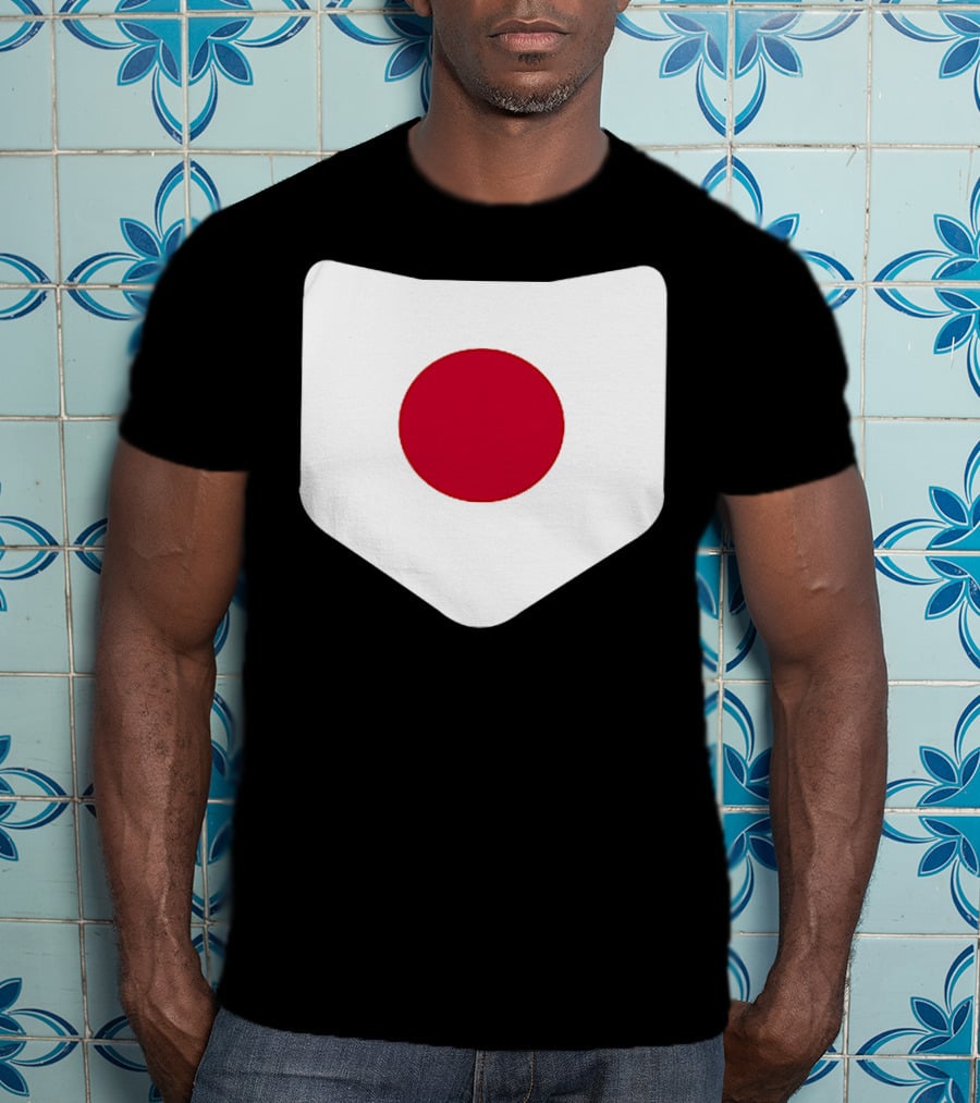Japan Symbol Emblem With Printed Japanese Flag T-Shirt