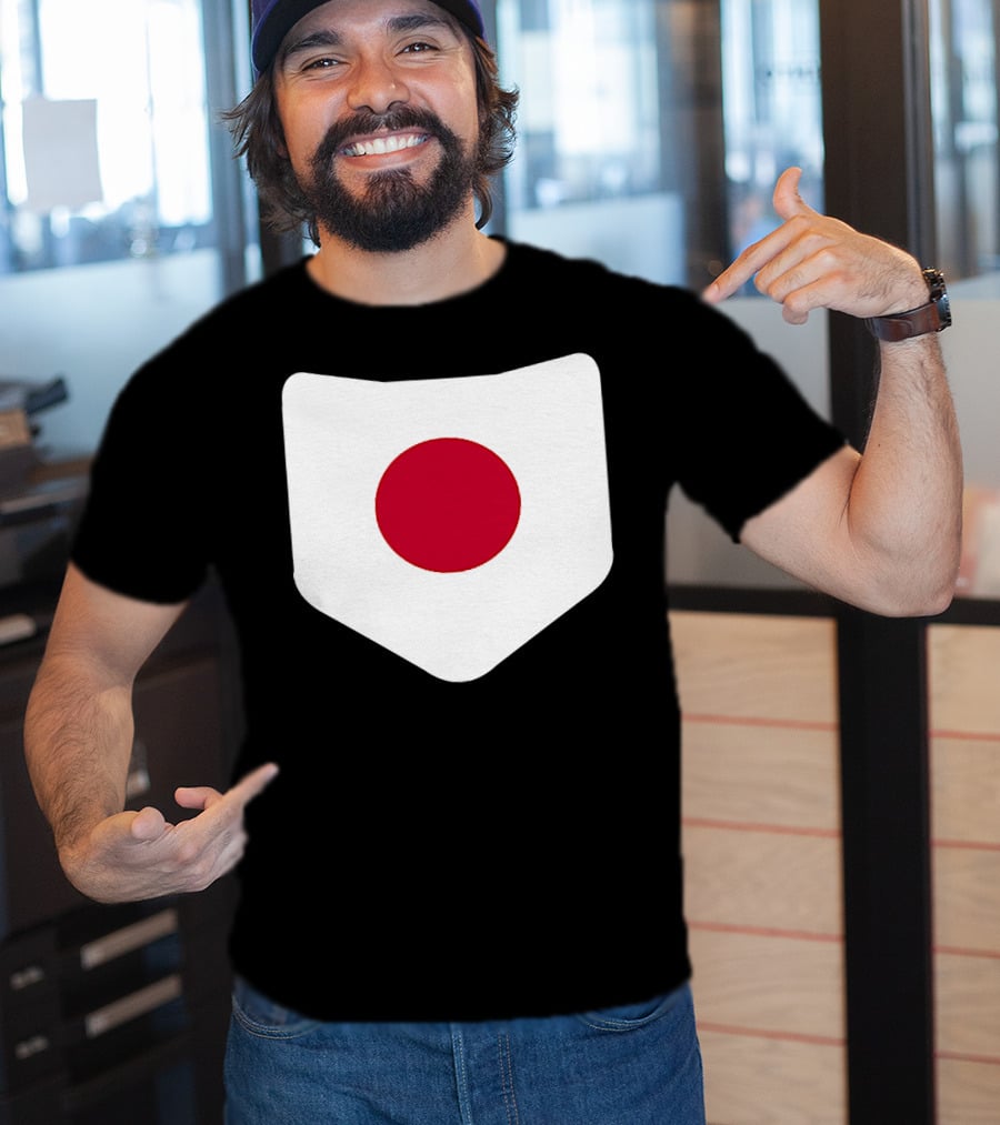 Japan Symbol Emblem With Printed Japanese Flag T-Shirt