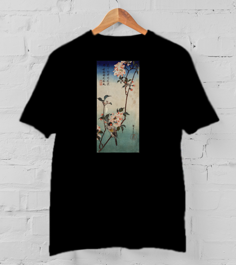 Japanese Ukiyo-e Birds With Cherry Blossoms Tree Scene T-Shirt