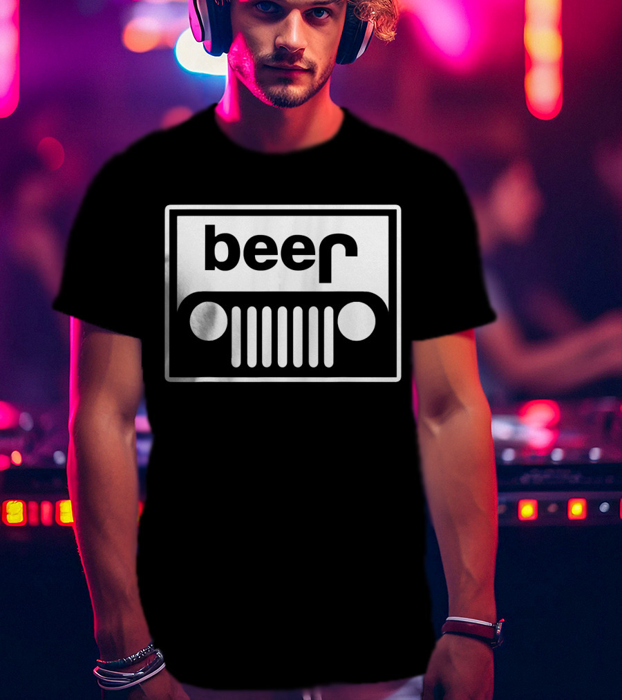 Beer Jeep Grille Parody Funny Upturned Off T-Shirt
