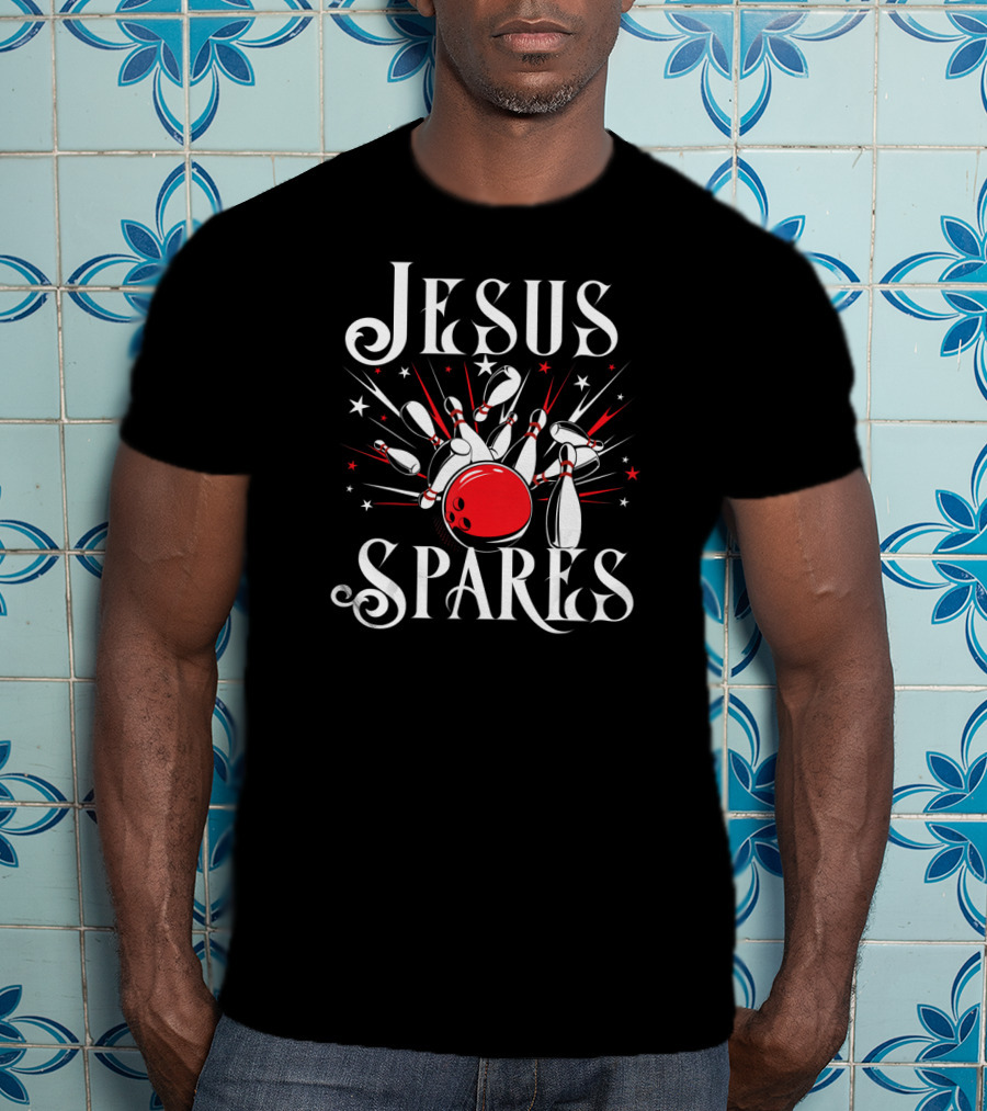 Jesus Spares Funny Christian Bowling Pins And Ball Victory T-Shirt