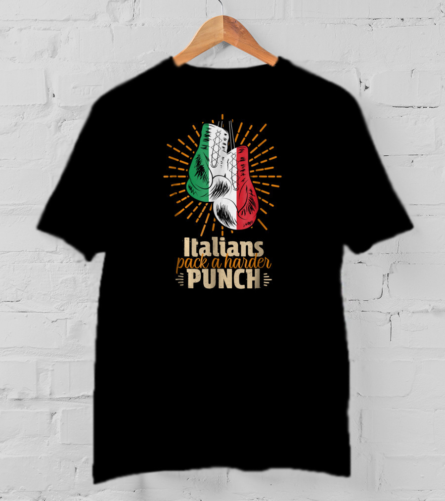 Italians Pack A Harder Punch Boxing Gloves Sporting Italy Flag Stripes T-Shirt