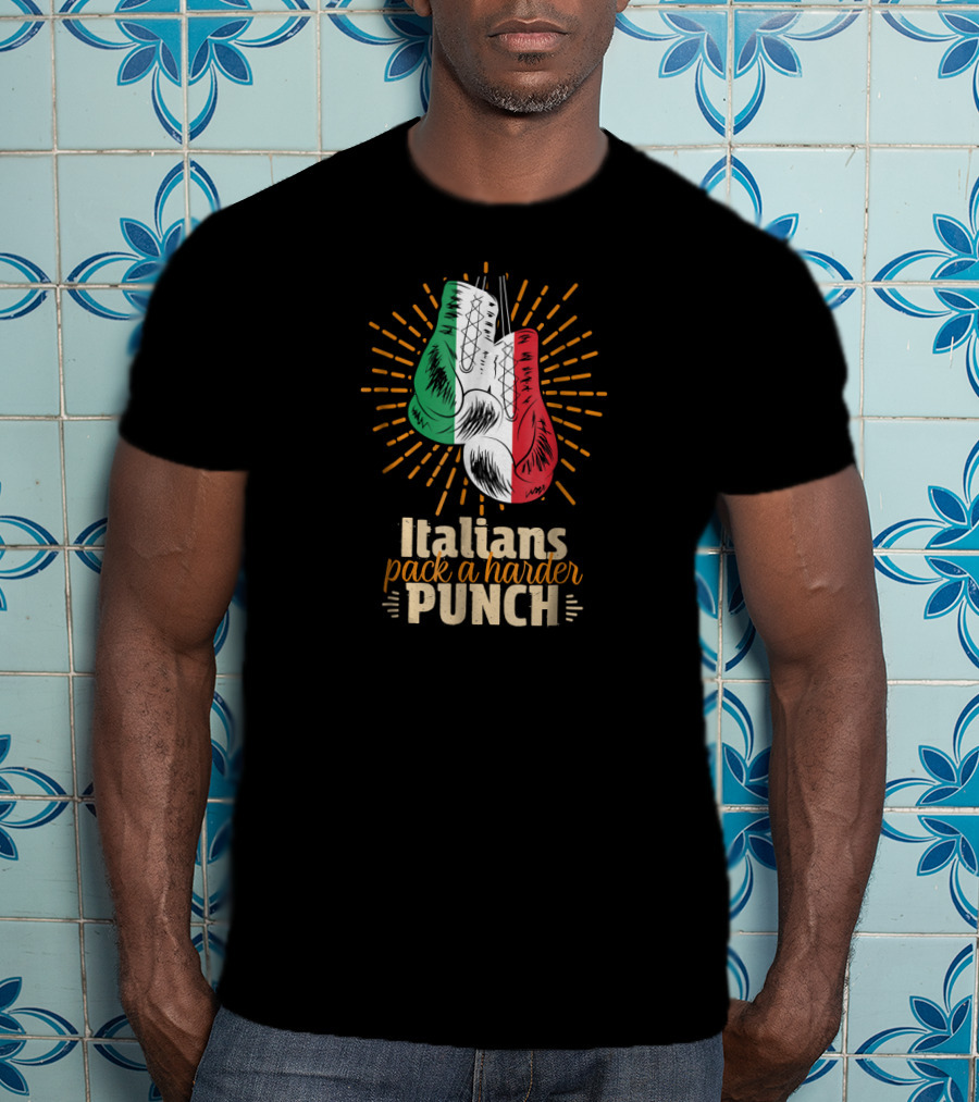 Italians Pack A Harder Punch Boxing Gloves Sporting Italy Flag Stripes T-Shirt