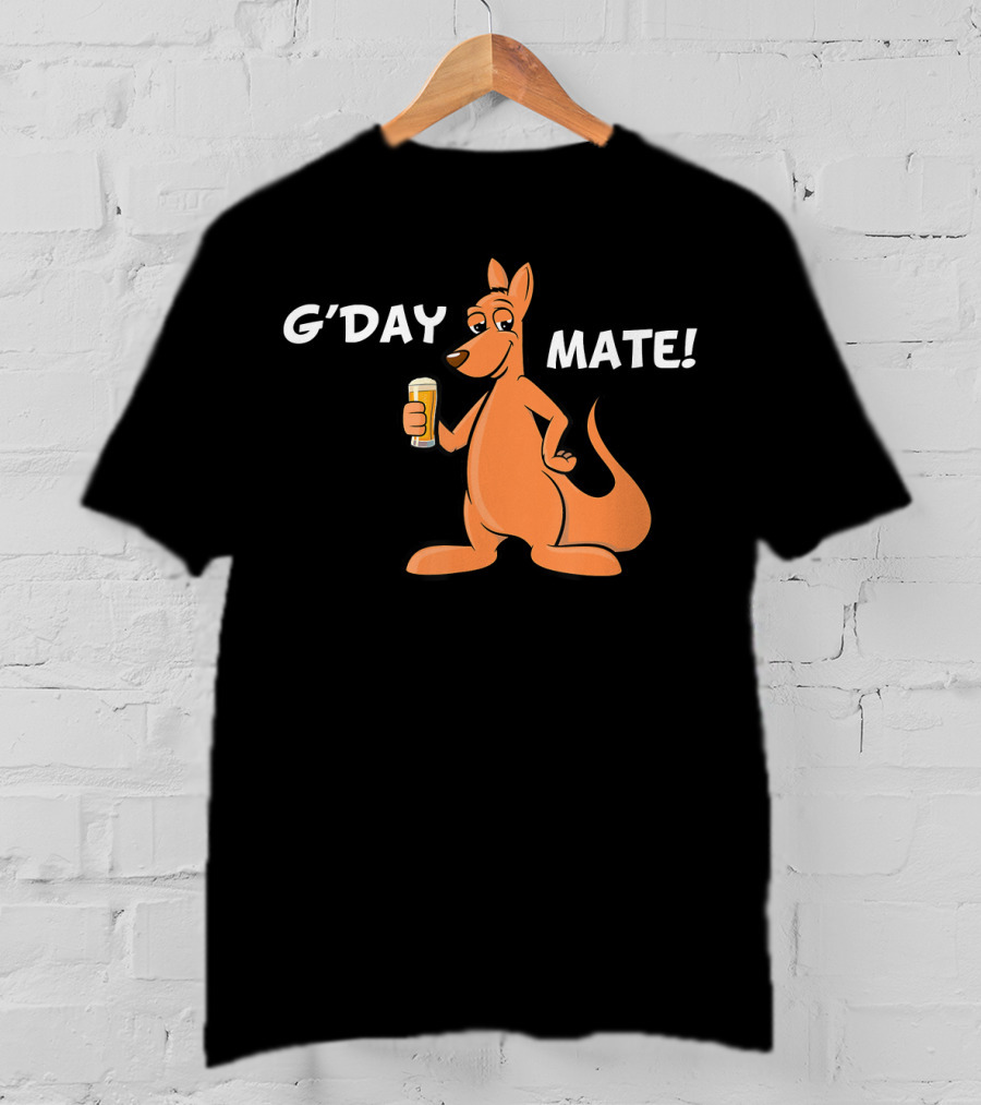 G'Day Mate Kangaroo Holding Beer T-Shirt