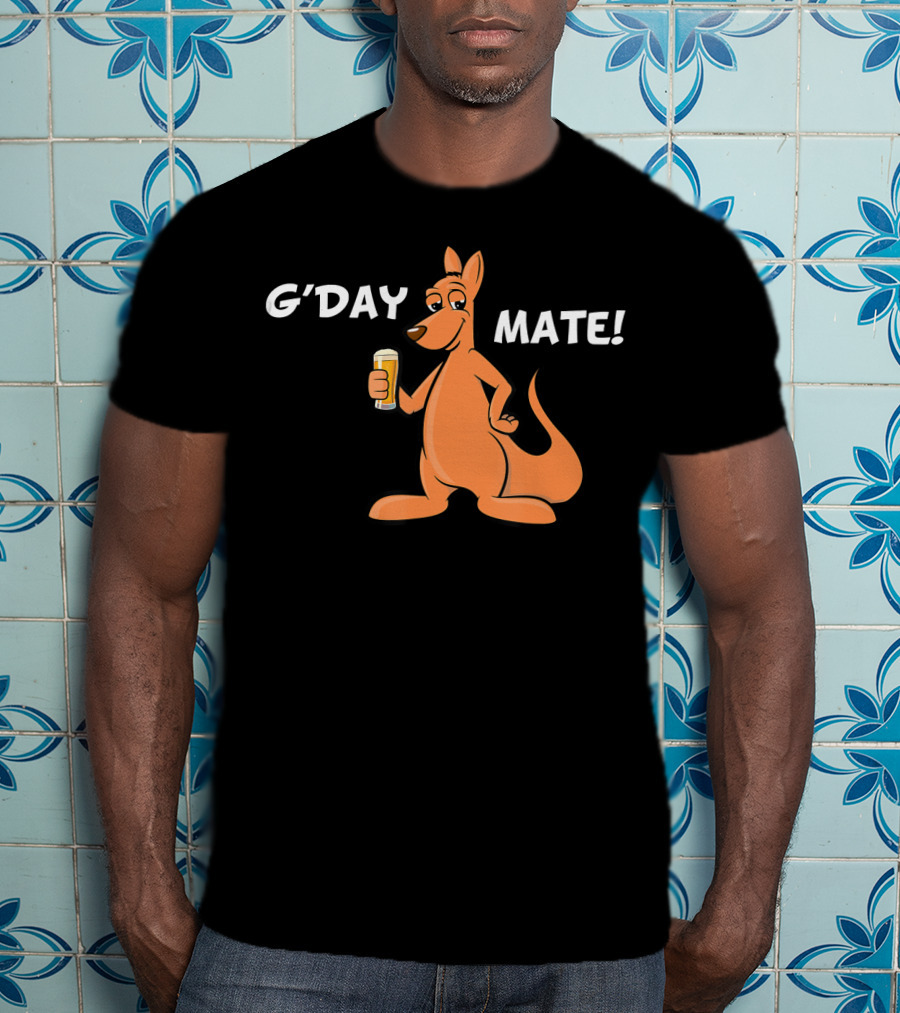 G'Day Mate Kangaroo Holding Beer T-Shirt
